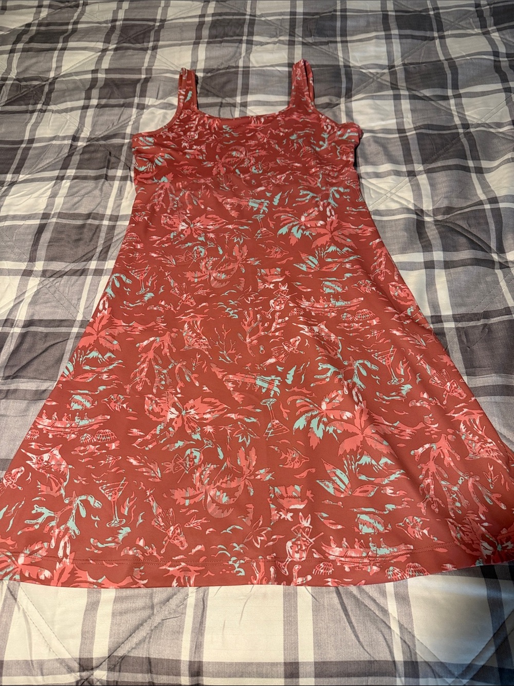 Columbia Coral and Mint Floral Tank Dress size M